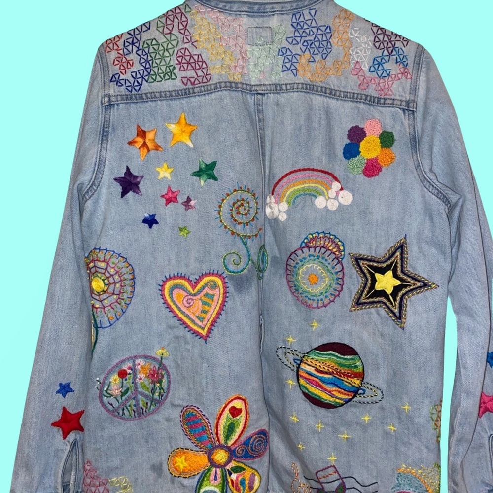 Hand Embroidered denim jacket